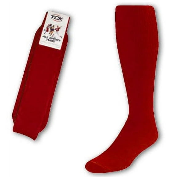 TCK TS All Sport Polyester Baseball Football Soccer Volleyball Tube Sock (Maroon, Large)