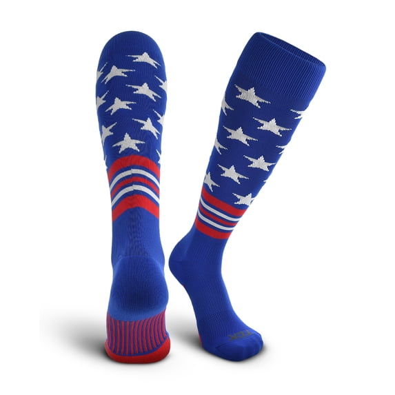 USA American Flag Baseball Socks (Royal/Scarlet/White, Medium)