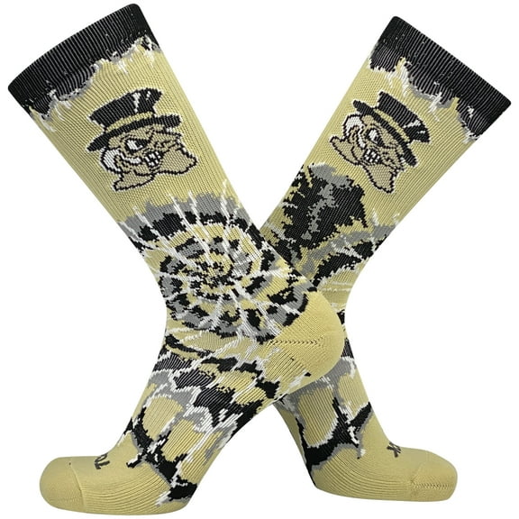 TCK Wake Forest Demon Deacons Woodstock Tie Dye NCAA Crew Socks (Medium)