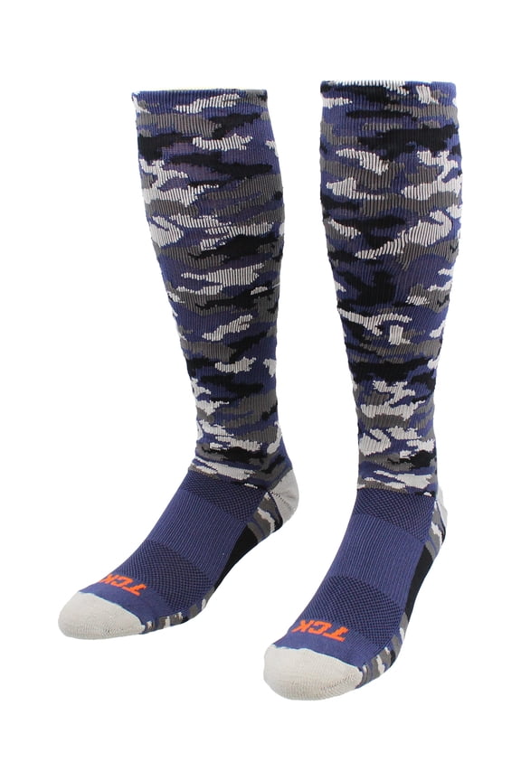 Sports Woodland Camo Over-the-Calf Compression Socks - Navy Camo - Small