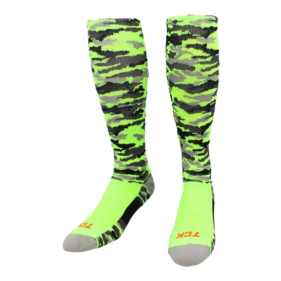 TCK Woodland Camo Knee High Socks - Neon Green Camo