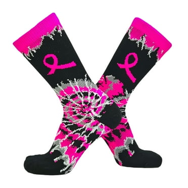 TCK Woodstock Tie Dye Aware Black Pink Crew Socks (M)