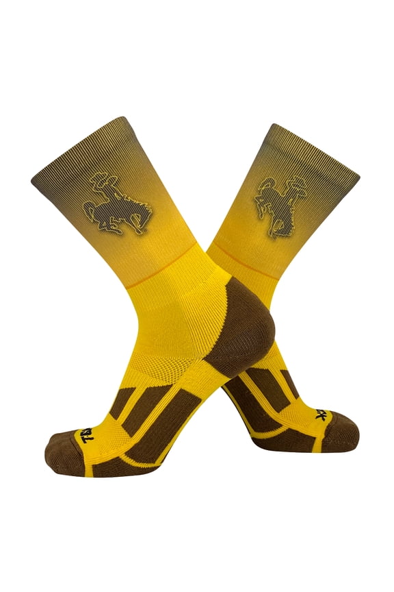 Wyoming Cowboys Ombre NCAA Licensed Crew Socks (8-13)