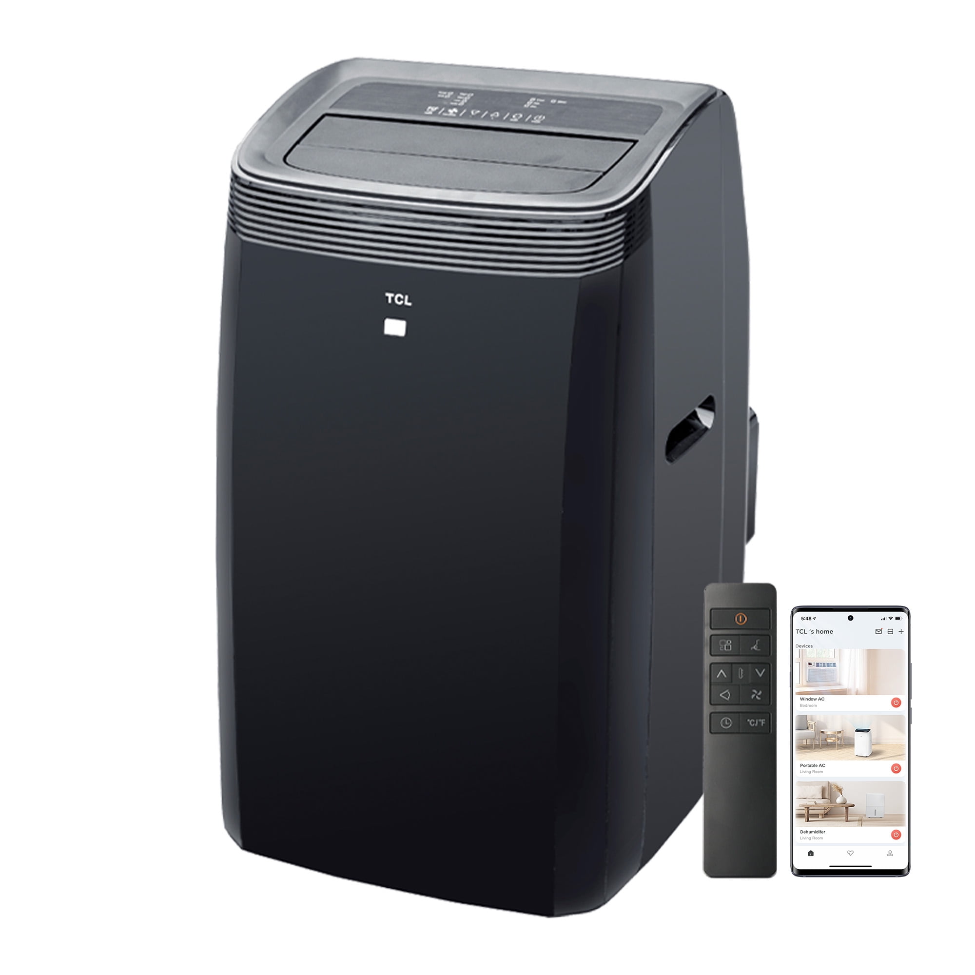 TCL 10,000 BTU 450 sq. ft. Smart Portable Air Conditioner with Fan & Dehumidifier, Operates Quietly, Energy Efficient - Black - W10P95-B5