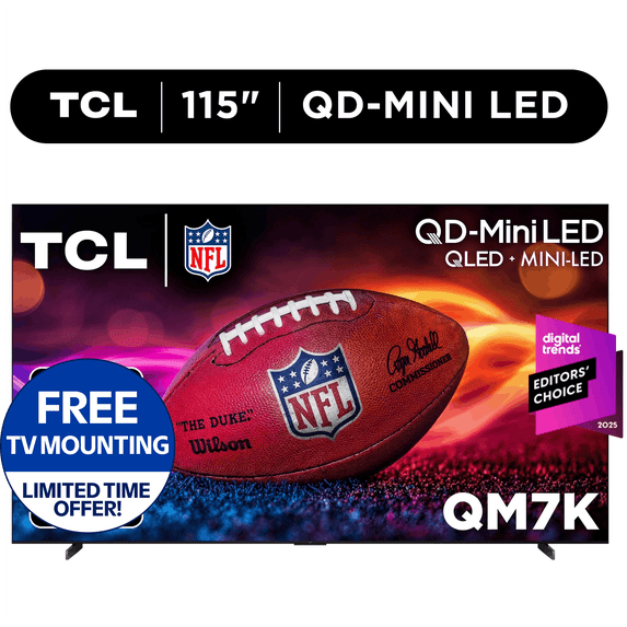 TCL 115" Q Series 4K UHD HDR QD-Mini LED Smart TV with Google TV – 115QM7K