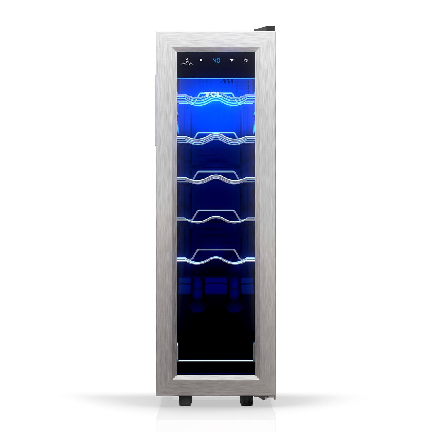TCL Stainless Steel Single Door 12 Bottle Wine Cooler for Kitchen, Bedroom & Office, 1.24 Cu. Ft.