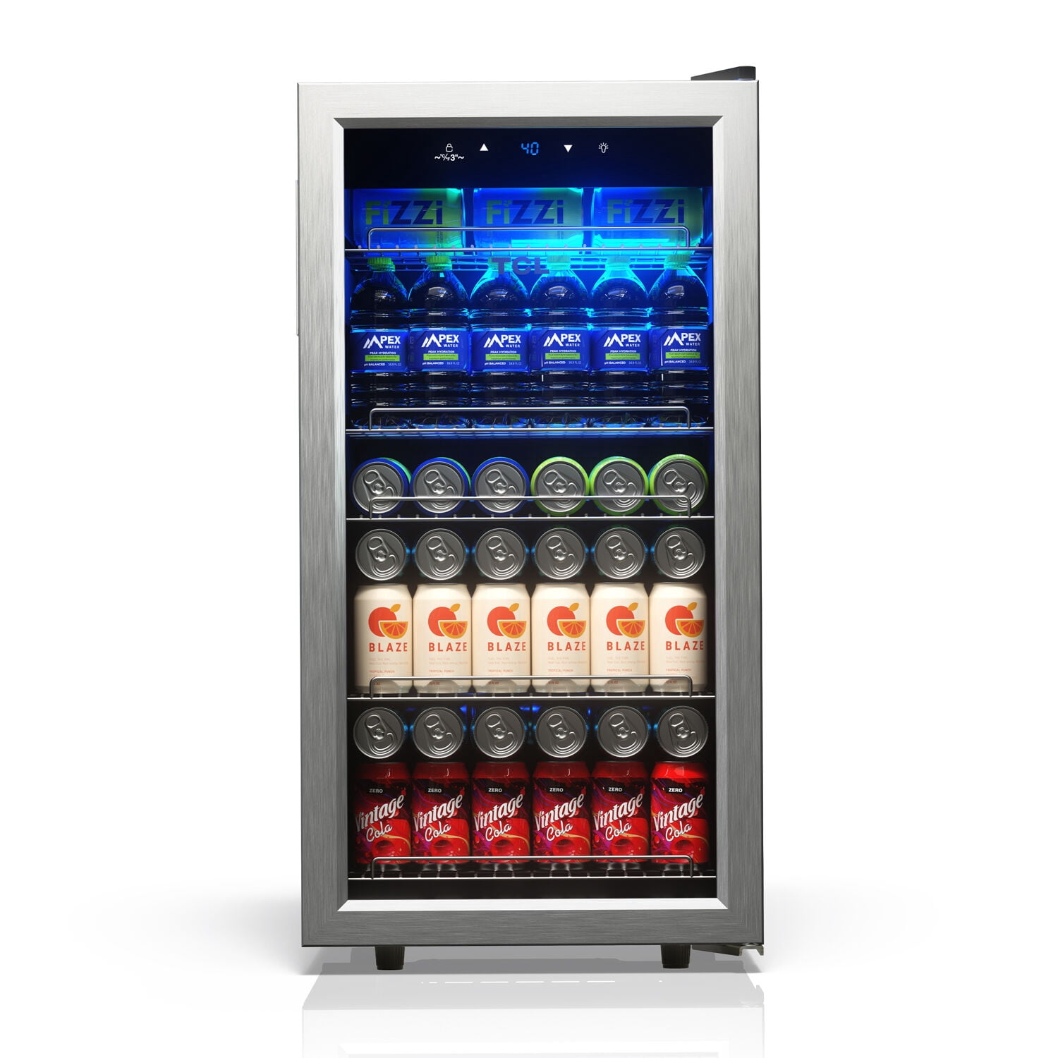 TCL Stainless Steel Single Door 121 Can Beverage Cooler for Kitchen, Bedroom & Office, 3.0 Cu. Ft.
