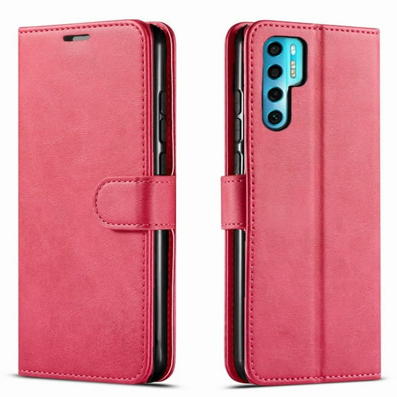 TCL 20 PRO 5G Case,  Included [Tempered Glass Screen Protector], Starshop Premium Leather Wallet Pocket Credit Card Slots-Pink
