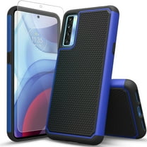 TCL 20S Case, [Not Fit TCL 20L/20 Pro] Military Grade 6 Feet Drop Test Protection Dual Layer Cover with [Temerped Glass Screen Protector]-Blue