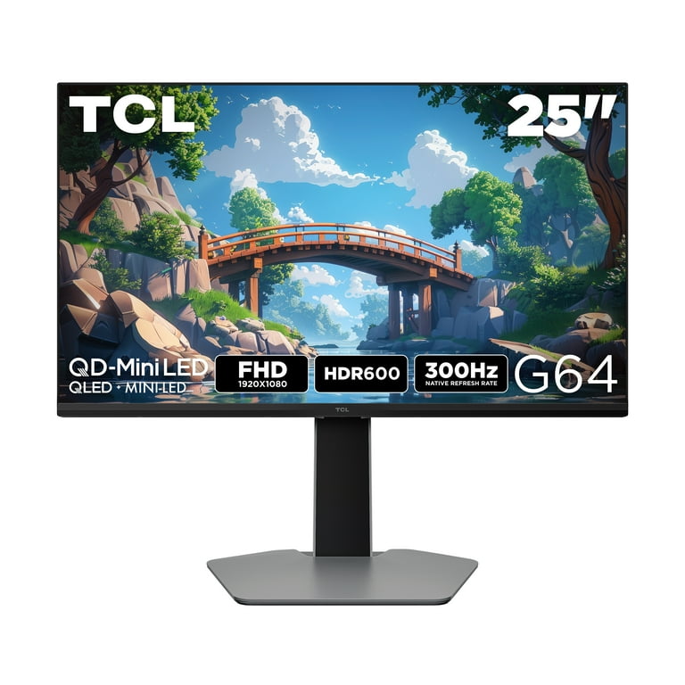 TCL 25” G64 Series FHD HDR QD-Mini LED Gaming Monitor, 300Hz