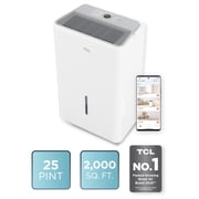 TCL 25 Pint Smart Dehumidifier White - Energy Star Certified, Precise Humidity Control, Quiet Operation, Bucket and Continuous Drain, Compact & Portable Design, Rooms up to 2,000 sq ft - W25D93W