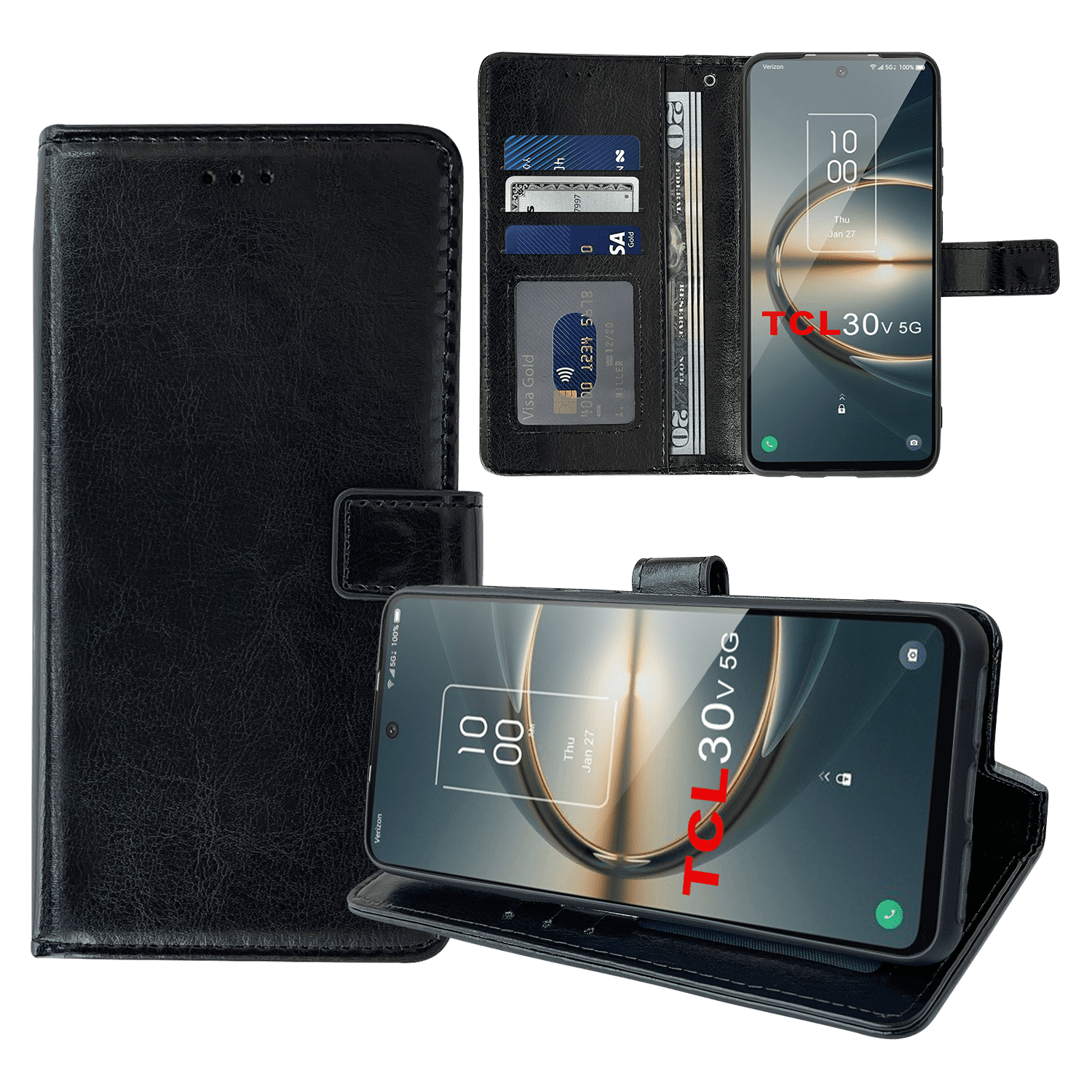 TCL 30 V 5G Case, CBUS Wallet Flip Case with Card Holders Folio for TCL