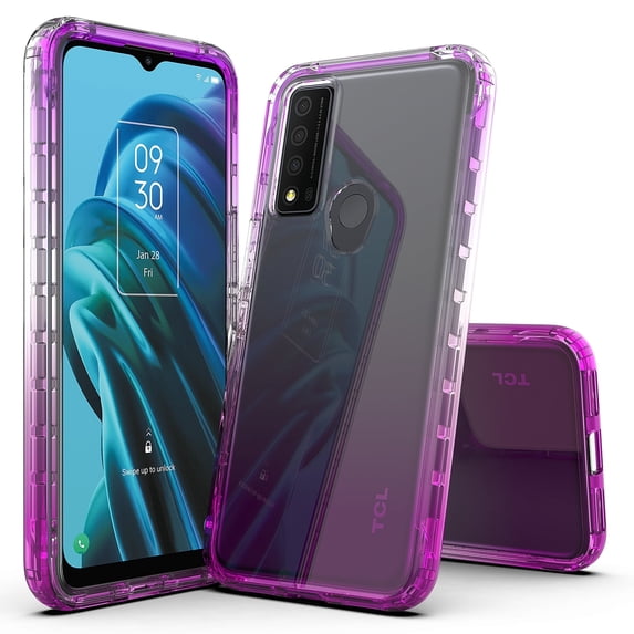 TCL 30 XE 5G Case, Rosebono Hybrid Gradient Transparent Soft TPU Clear Skin Cover Protection Case For TCL 30 XE 5G (Purple)