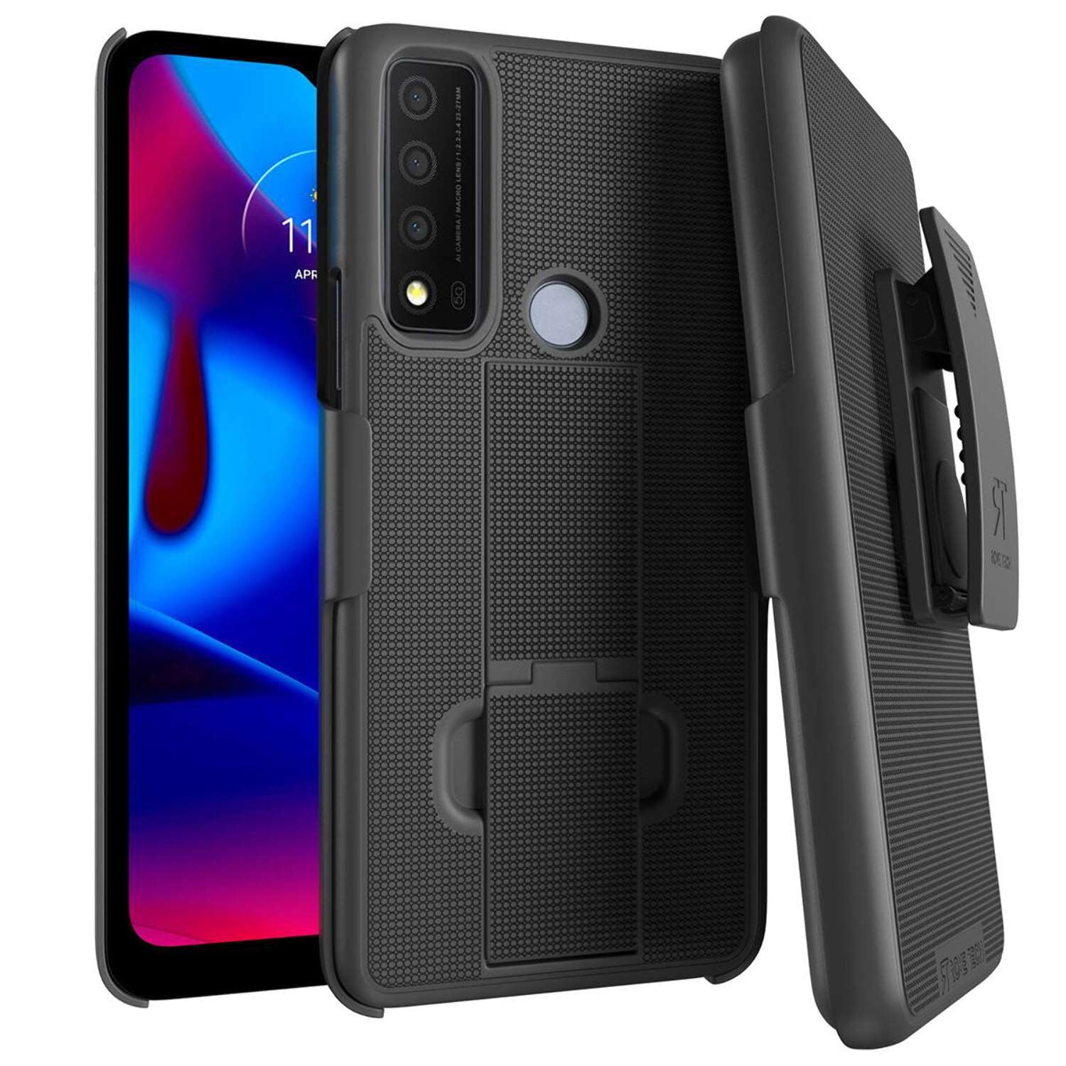 Rome Tech TCL 30XE 5G Belt Clip Holster Phone Case - Black