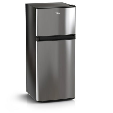 TCL 4.5 Cu. ft. Two Door Compact Mini Fridge With Freezer – Stainless Look, Energy star, MR453L