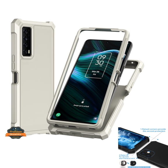 For TCL 40 NXTPaper 5G Full-Body Dual Layer Hybrid Case Slim, Drop-Proof TPU Hard PC, Durable Corner Front Bumper Protector Phone Case Cover Gray