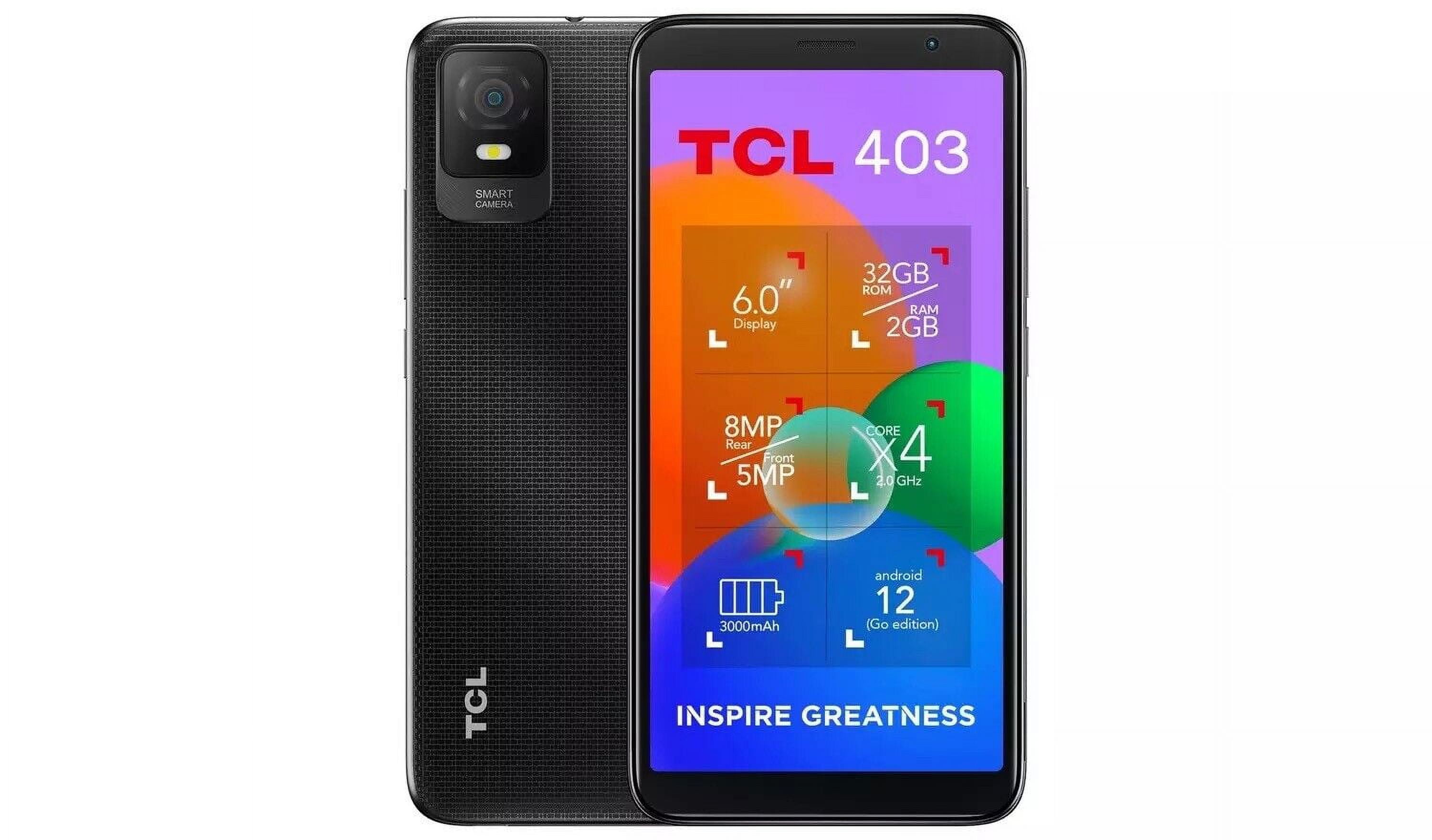 TCL 403 DUAL SIM 32GB ROM + 2GB RAM (GSM Only | No CDMA) Factory Unlocked 4G/LTE Smartphone (Prime Black) - International Version