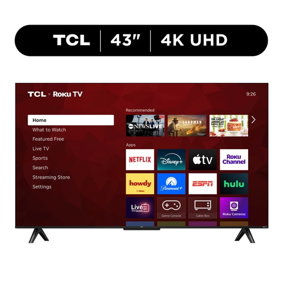 TCL 43” Class S55LR Series 4K HDR LED Smart Roku TV (New 2026) - High Brightness LED Backlight, Wide Color Gamut, Motion Rate 240, Auto Game Mode - 43S55LR