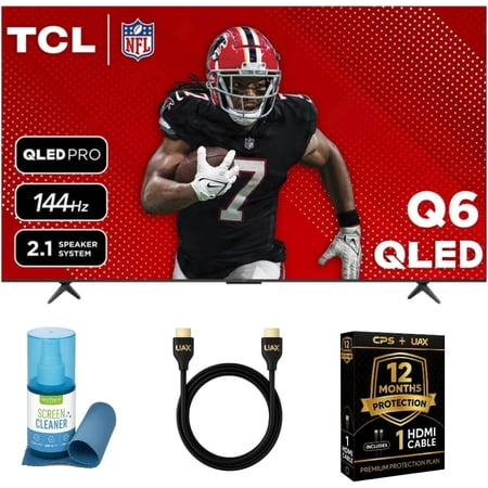 TCL 43-Inch QLED Pro 4K Smart Google TV Bundle - HDR10+, Dolby Vision & Atmos, Voice Remote, 60 Hz VRR, W/ 12 Months CPS Protection, UAX HDMI Cable & Screen Cleaner with Microfiber