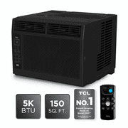 TCL 5,000 BTU Window Air Conditioner (Black) - 150 Sq ft, LED Display, Included Remote, Compact, Dorm Friendly - W5W3M-B