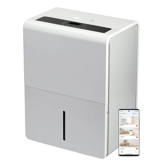 TCL 50 Pint Smart Dehumidifier with Pump, 4,500 sq. ft., White, W50D9P2, NEW