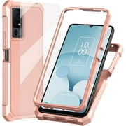 for TCL 505 T509A Case,Jitterbug Smart 4/TCL 40XL/TCL 40T Case with Screen Protector, Dual Layer Protection, Shock-Absorbing Corner TPU Bumper, Slim Silicone Phone Cover for Jitterbug 4 Rose Gold