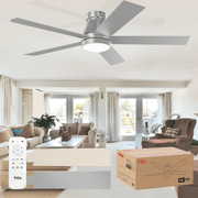TCL 52" Silver Flush Mount Ceiling Fan with Lights
