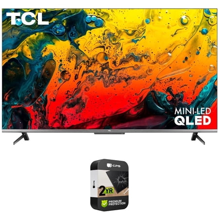 TCL 55" Class 4K Mini-LED UHD QLED Dolby Vision HDR Smart Google TV Bundle with 2 YR CPS Enhanced Protection Pack