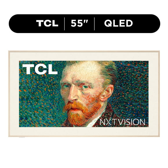 Restored TCL 55" Class NXTVISION TV 4K QLED Smart TV with Google TV and Flush Wall Mount (NEW 2024), Art TV, Matte Anti-Glare Screen, 144Hz - 55A300W