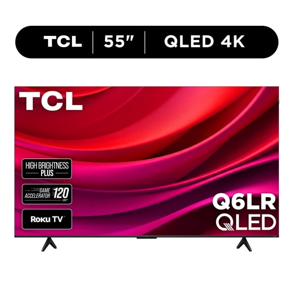 TCL 55 Class Q6LR Series QLED 4K HDR Smart Roku TV (New 2026) - High Brightness+ LED Backlight, Game Accelerator 120, Motion Rate 240 with MEMC, Voice Remote Control - 55Q6LR