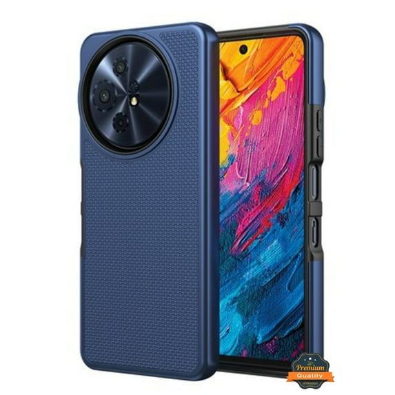 For TCL 60 XE NXTPAPER Dual Layer Slim & Tough Hybrid Shockproof Heavy Duty Rubber TPU Matte with Textured Rugged Shell Protection Phone Case Cover by Xpression, Blue Navy