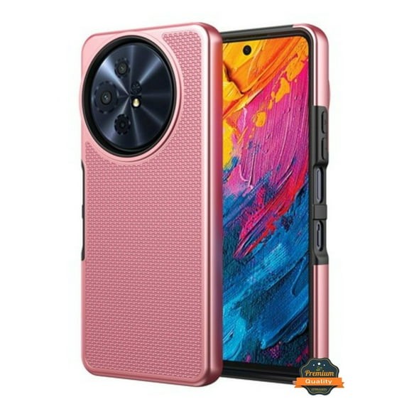 For TCL 60 XE NXTPAPER Dual Layer Slim & Tough Hybrid Shockproof Heavy Duty TPU Matte with Textured Rugged Shell Protection Phone Case Cover Rose Gold
