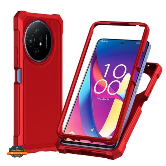 For TCL 60 XE NXTPAPER Full-Body Dual Layer Hybrid Case Slim, Drop-Proof TPU Hard PC, Durable Corner Front Bumper Protector Phone Case Cover Red