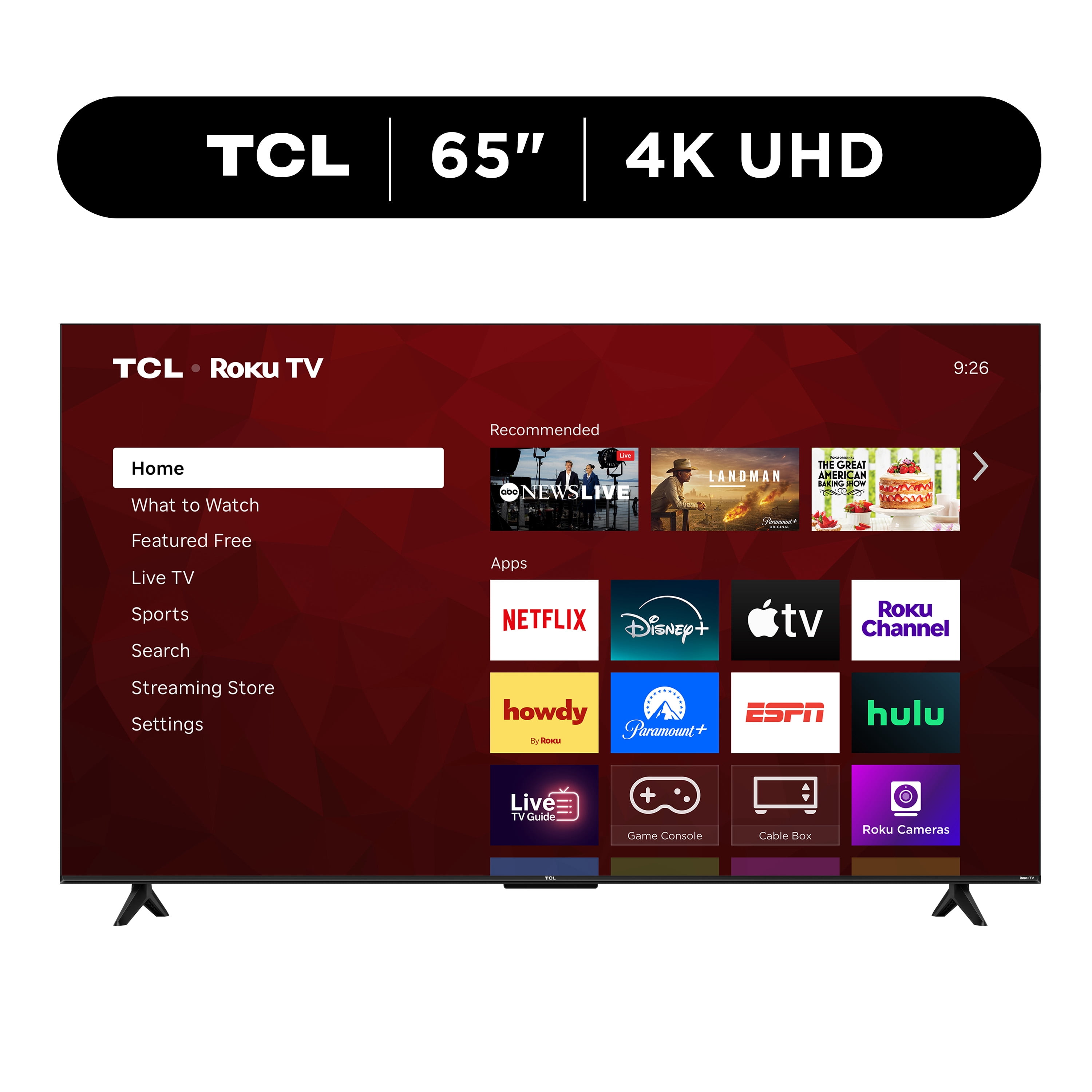 TCL 65” Class S55LR Series 4K HDR LED Smart Roku TV (New 2026) - High Brightness LED Backlight, Wide Color Gamut, Motion Rate 240, Game Accelerator 120, Auto Game Mode - 65S55LR
