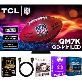TCL 65-Inch QM7K QD Mini LED Smart Google TV - Dolby Vision , Dolby Atmos, HDR, Game Accelerator 288 Hz, Alexa Compatible w/ 12 Month CPS Protection, AUX HDMI Cable, Streaming Bundle