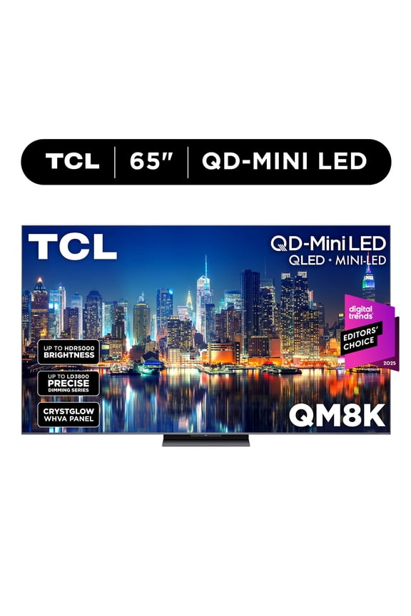 65" Class QM8K Series QD-Mini LED QLED 4K UHD Smart Google TV (NEW, 2025) - 144Hz, Local Dimming, CrystGlow WHVA Panel - 65QM8K