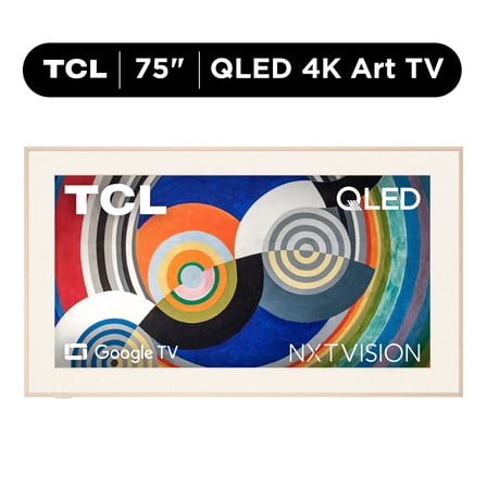 TCL 75" Class NXTVISION TV QLED 4K Smart Google TV and Flush Wall Mount (NEW 2024) - Art TV, Matte Anti-Glare Screen, 144Hz - 75A300W