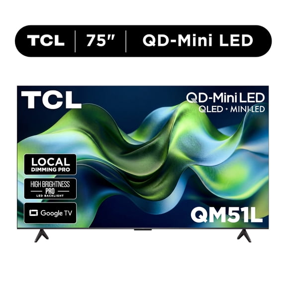 TCL 75" QM51L Series QD-Mini LED QLED 4K UHD HDR Smart Google TV (New 2026) - Local Dimming Pro, Halo Control System, High Brightness Pro, TCL AIPQ Processor, Game Accelerator 144 - 75QM51L