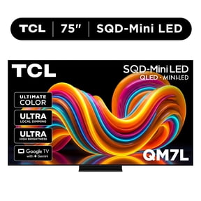 TCL 75” QM7L Series SQD-Mini LED QLED Smart Google TV (NEW 2026) - TCL Deep Color System with Super QLED, Up to LD2100 Precise Dimming Series, Up to HDR3000 Peak Nits, Bang & Olufsen Audio - 75QM7L