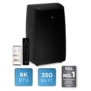 TCL 8,000 BTU Smart Portable Air Conditioner (Black) - 3-in-1 Cooling, Fan & Dehumidifier, Auto Swing, Matter-Enabled, Quiet Operation, Sleep & Auto Modes, Compact Window Fit 20”-59” - W8P95-B5
