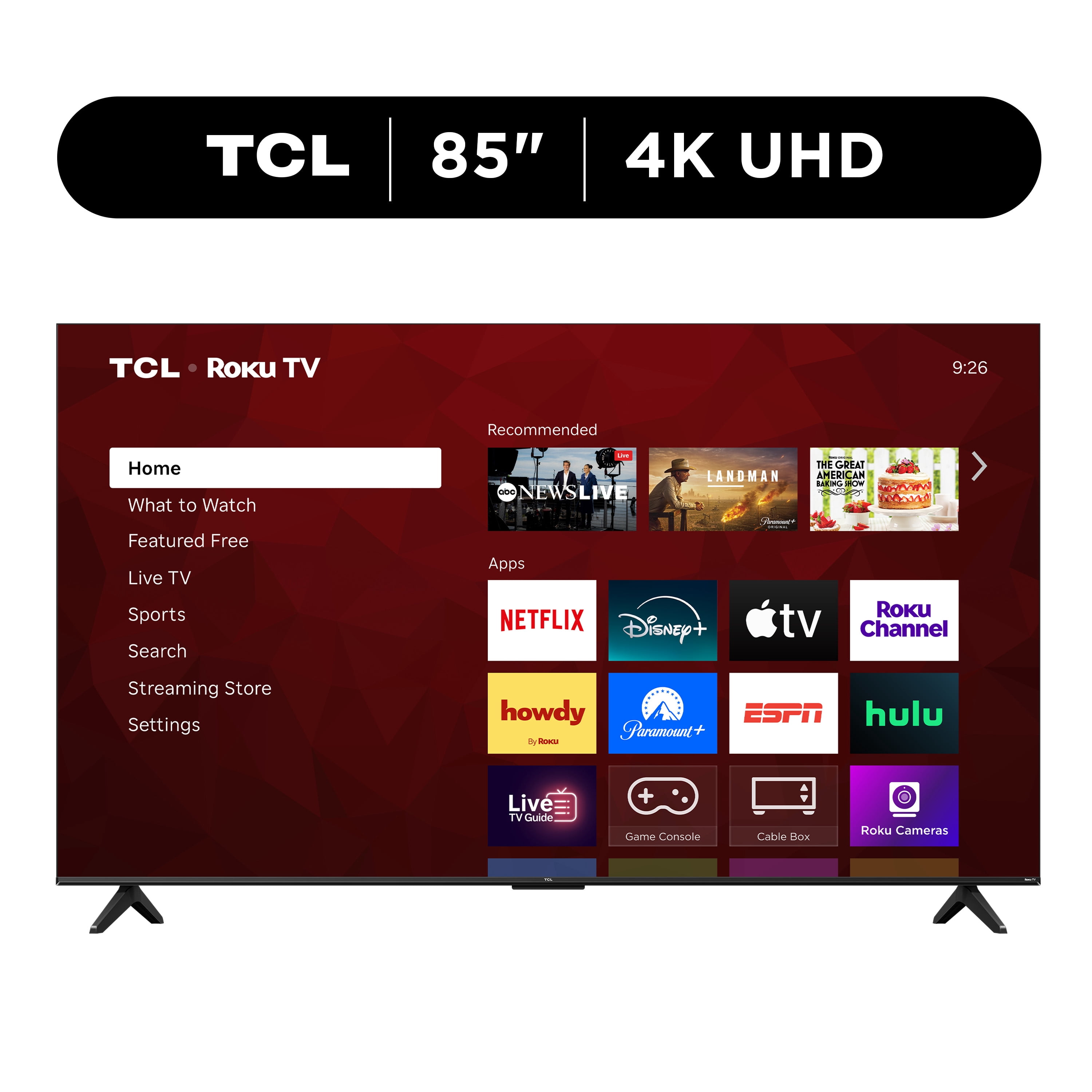 TCL 85” Class S55LR Series 4K HDR LED Smart Roku TV (New 2026) - High Brightness LED Backlight, Wide Color Gamut, Motion Rate 240, Game Accelerator 120, Auto Game Mode - 85S55LR