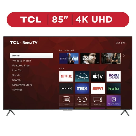 TCL 85” Class S4 (85S410R) 4K UHD HDR LED Smart TV with Roku TV
