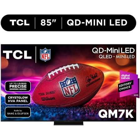 TCL 85" Class QM7K Series QD-Mini LED QLED 4K UHD Smart Google TV (NEW, 2025) - 144Hz, Local Dimming, Audio by Bang & Olufsen - 85QM7K