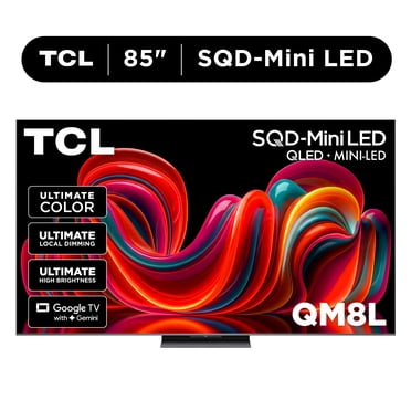 TCL 85” QM8L Series SQD-Mini LED QLED Smart Google TV (NEW 2026) - TCL Deep Color System with Super QLED, Up to LD4000 Precise Dimming Series, Up to HDR6000 Peak Nits, WHVA 2.0 Ultra Panel - 85QM8L
