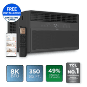TCL 8,000 BTU Smart Inverter Window Air Conditioner Black - 350 Sq ft with up to 49% Energy Savings, Quiet Cooling Tech, 3-in-1 Cooling, Fan & Dehumidifier, Matter Wi-Fi, Remote Control - W8WC72-B