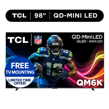 TCL 98" Class QM6K Series QD-Mini LED QLED 4K UHD HDR Smart Google TV (NEW 2025) - 144Hz, Dolby Atmos Onkyo Audio, Halo Control System - 98QM6K