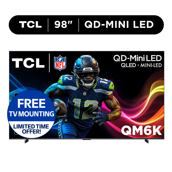 TCL 98" Class QM6K Series QD-Mini LED QLED 4K UHD HDR Smart Google TV (NEW 2025) - 144Hz, Dolby Atmos Onkyo Audio, Halo Control System - 98QM6K