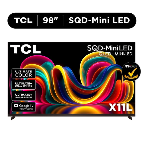 TCL 98 Class X11L Series QLED SQD-Mini LED Smart Google TV (New 2026) - Deep Color System with Super QLED, Up to LD20000 Precise Dimming Series, Up to HDR10000 Peak Nits, UltraThin Depth - 98X11L