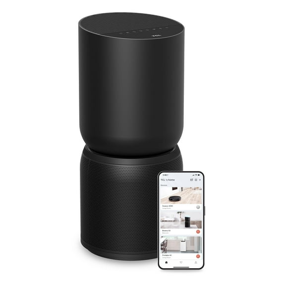 TCL Breeva A5 Smart Air Purifier, 365 sq. ft. up to 1765 sq. ft., 5-Stage Filtration System, True HEPA (H13) Removes 99.97% of Dust / Bacteria / Odors, App & Voice Control, Ultra-Quiet, Black, A515B
