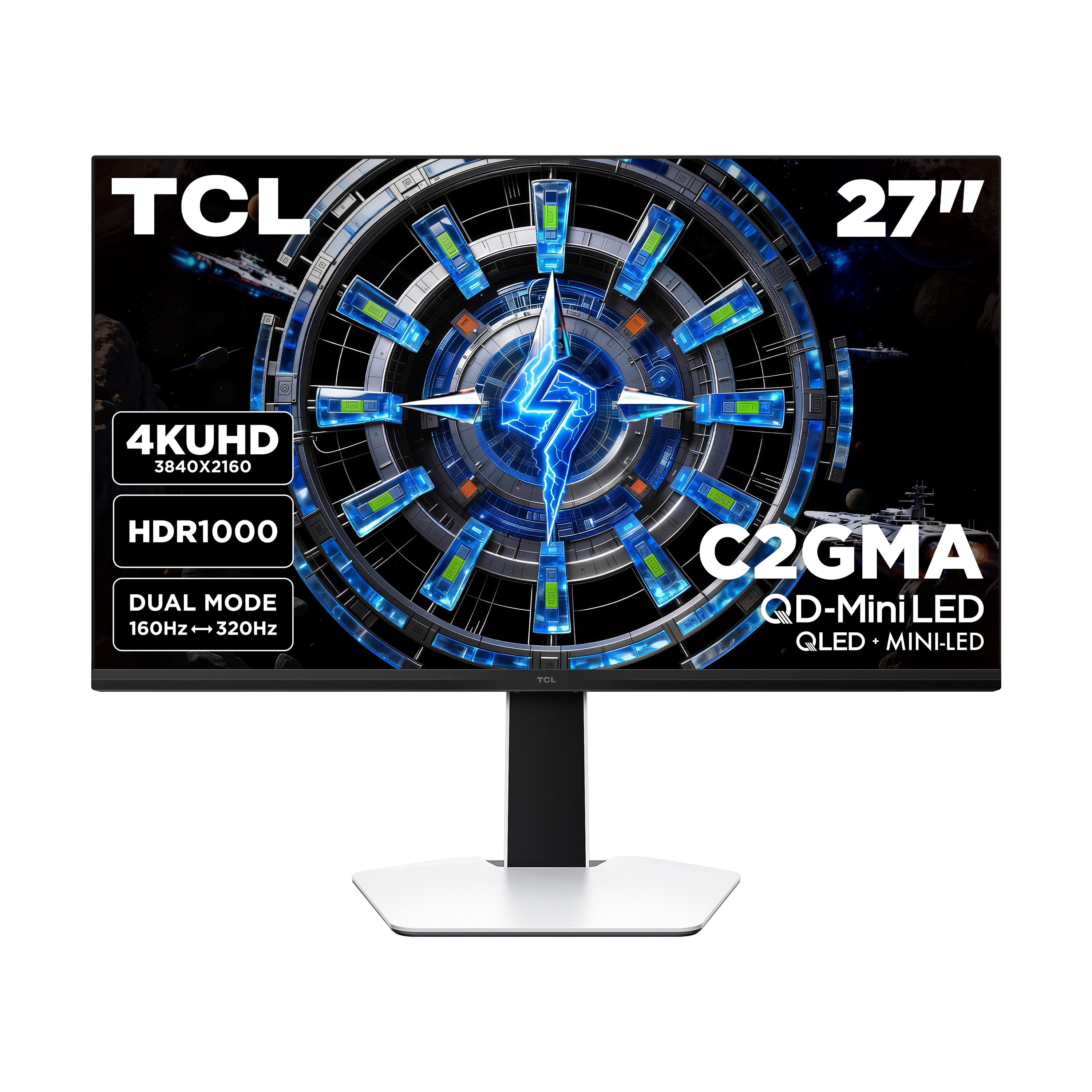 Monitor Gamer TCL 27” Serie C2GMA QD-Mini LED 4K UHD HDR (Nuevo 2026) - Halo Control, Dual Mode, Dimming LD1196, HDR1000, 1ms, AMD FreeSync Premium - 27C2GMA